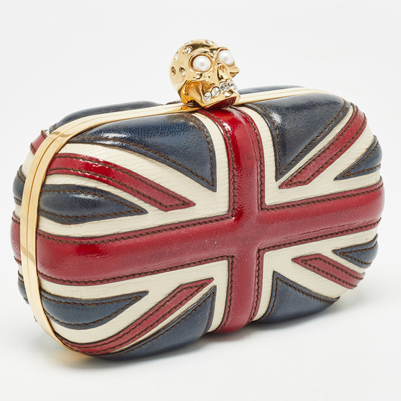 ALEXANDER MCQUEEN Multicolor Leather Britannia Skull Box Clutch - Picture 3 of 8